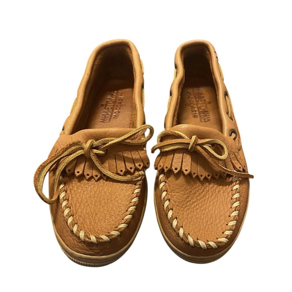 Minnetonka Tan Moccasins for Women - Picture 2 of 8